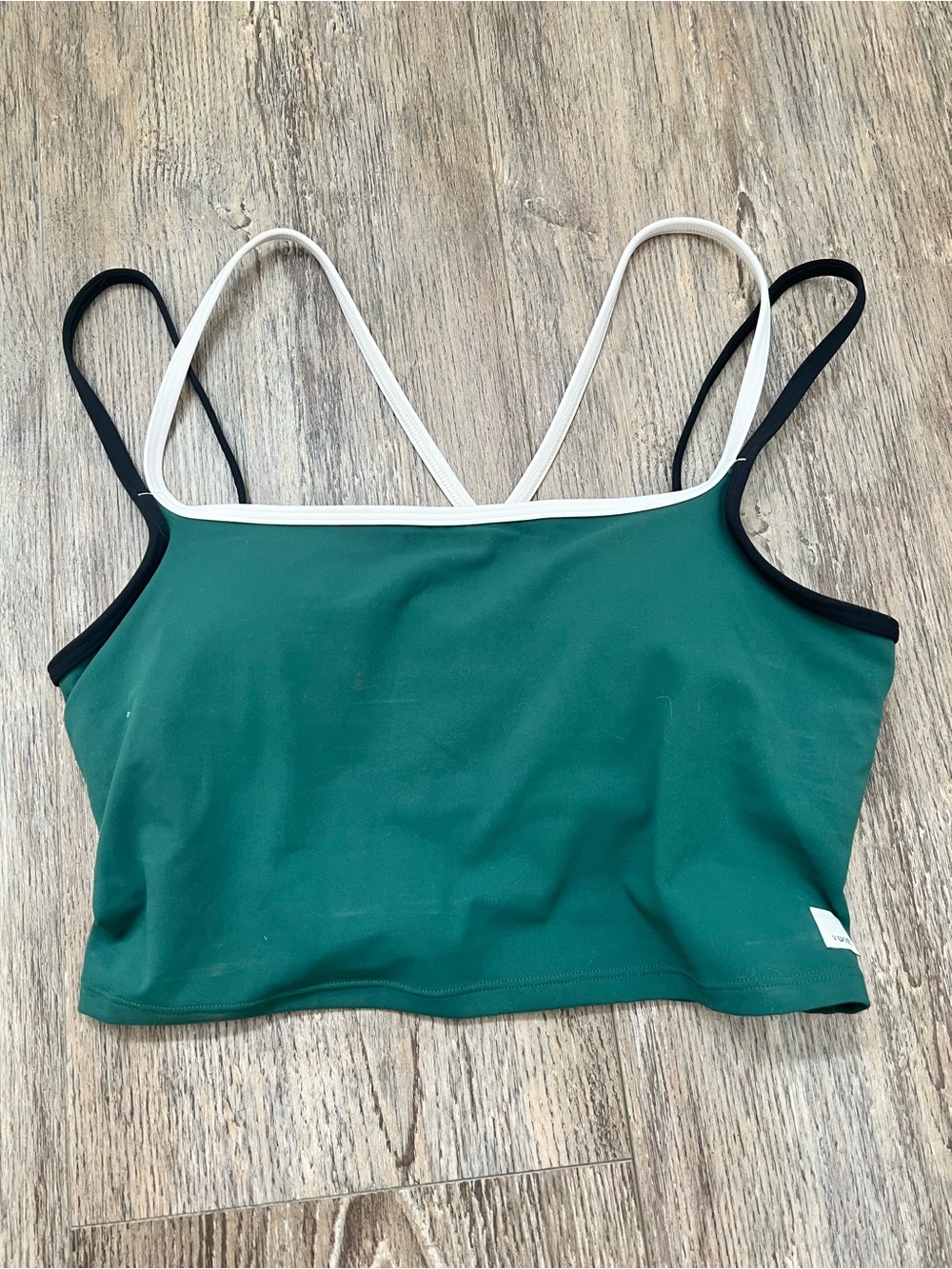 Vuori Forest Green & White Strappy Tank Top